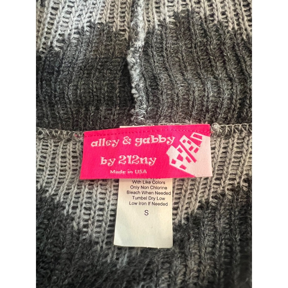 Alley & Gabby by 212 NYC Hooded Chevron Open Front Cardigan Gray Small USA - Picture 6 of 6
